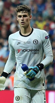 Arrizabalaga playing for Chelsea in the 2019 UEFA Super Cup