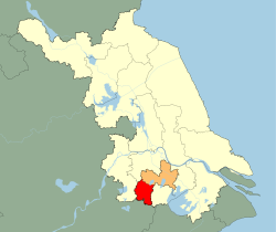溧阳市在常州市及江苏省的地理位置