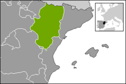 Localisacion de la comunôtât ôtonoma d’Aragon en Èspagne