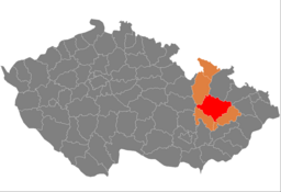 Situo de distrikto en Regiono Olomouc