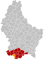 Esch an der Alzetten sijainti Luxemburgin suurherttuakunnassa