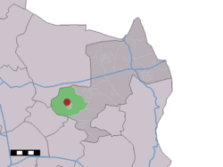 The village (dark red) and the statistical district (light green) of Dulder in the municipality of Dinkelland.