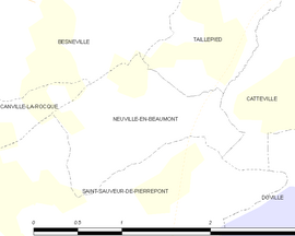 Mapa obce Neuville-en-Beaumont