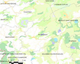 Mapa obce Picherande