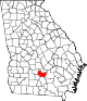 Mapa de Georgia con la ubicación del condado de Irwin