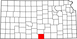 Map of Kansas highlighting Harper County