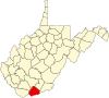 Mappa dello stato che evidenzia la contea di Mercer