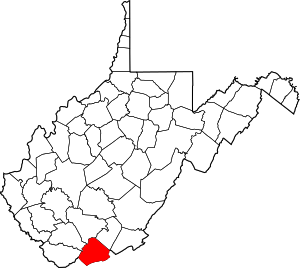 Map of West Virginia highlighting Mercer County