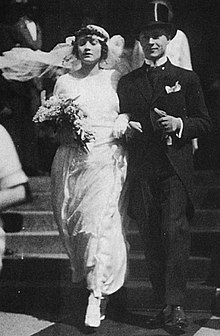 Dietrich and Rudolf Sieber on their wedding day, 17 May 1923 Marlene and Rudolf 1923.jpg