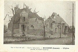 Ruines de l'église en 1918.