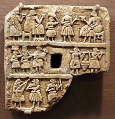 Banquet scene, Khafajah, 2650-2550 BCE