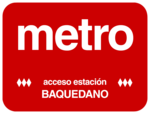 Letrero utilizado en los accesos a las estaciones (arriba) y cenefa utilizada en los andenes (abajo) de la Línea 1 hasta 1997.