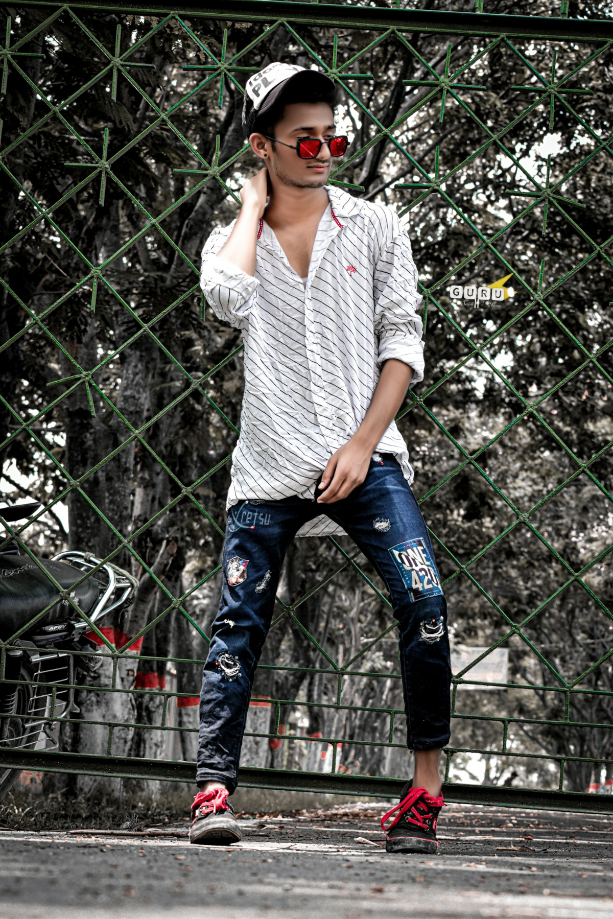 A Beautiful Boy Photography Poses on Bridge Stock Photo - Alamy