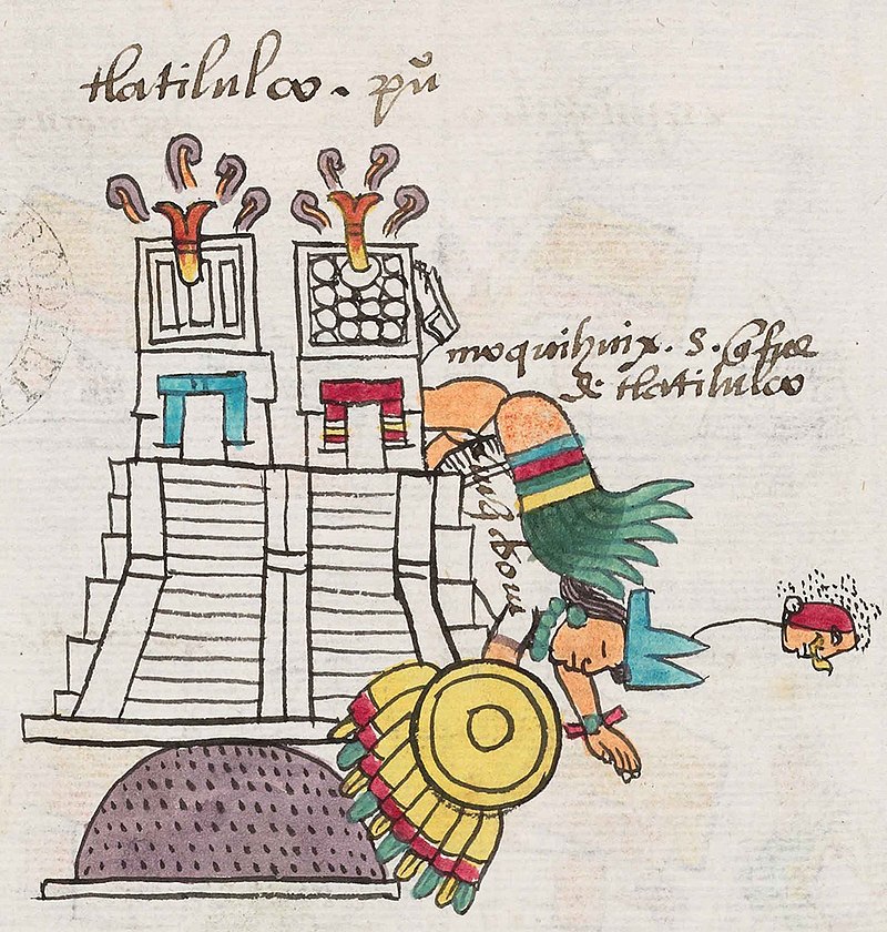 Derrota del Tlatoani tlatelolca Moquihuix en 1473, según el Códice Telleriano-Remensis