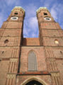 Frauenkirche, Munich, ಜರ್ಮನಿ, erected 1468–1488, looking up at the towers