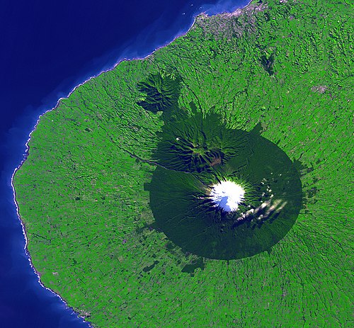 Satellite photo of Egmont National Park (the forested area)