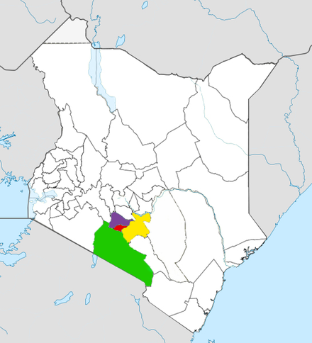 Nairobi metro mapNairobi County (red)Kajiado County (green) Machakos County (yellow) Kiambu County (purple)