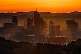 Vilnius Central Business District at sunrise