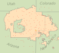 Map showing populated places on the Navajo Nation