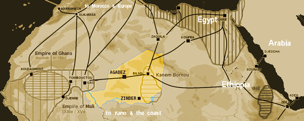 Trans-Saharan trade routes, circa 1400 C.E.