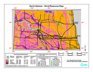 Wind power in North Dakota Electricity from wind in one U.S. state