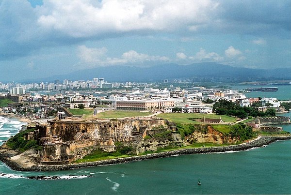 Aerial view of Castillo San Felipe del Morro and Old San Juan