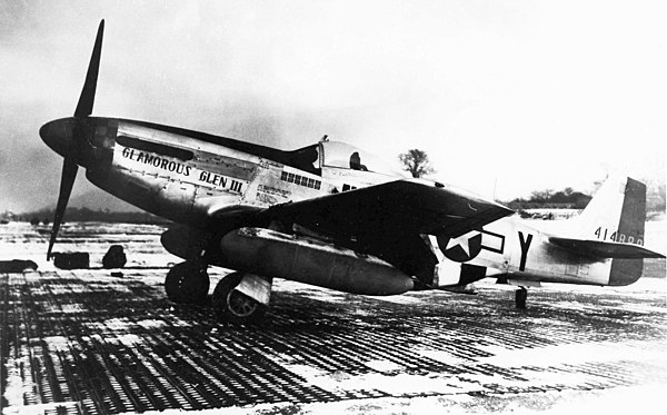 P-51D 44-14888 B6-Y Glamorous Glen III, personally assigned aircraft of Capt. Chuck Yeager, 363rd FS, whom he named after his wife. After Yeager was r