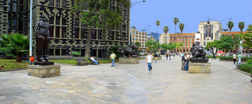 Plaza Botero, in the background the Museum of Antioquia