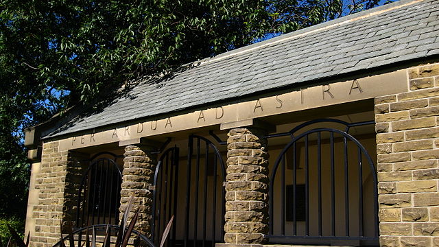 The motto carved into the shelter at Stonefall cemetery in Harrogate, which has Air Force graves from many Commonwealth air forces