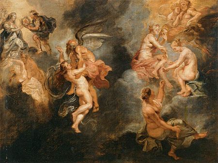 The Triumph of Truth (The Three Parcae Spinning the Fate of Marie de Medici) (1622-1625), by Peter Paul Rubens (1577-1640) Peter Paul Rubens - Sketches - WGA20439.jpg