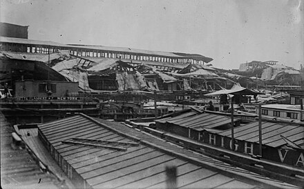 Aftermath of the Black Tom explosion, which Larkin was initially thought to have had some involvement with.