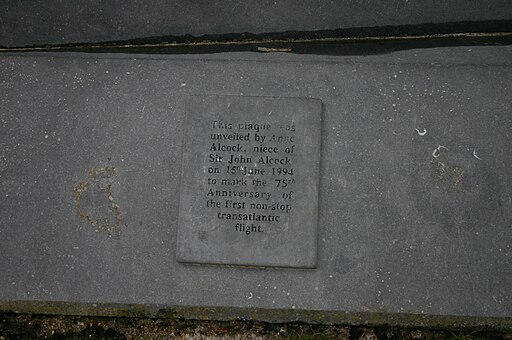 Plaque on the memorial to Alcock and Brown - geograph.org.uk - 5325322