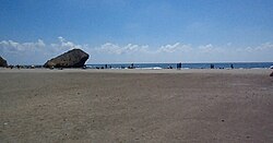 Playa de Monsul near San Jose and the rock used for the first scene to be filmed Playa de Monsul September 2013.JPG