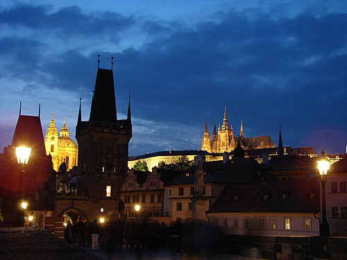 View of Prague Castle from the Charles Bridge, Prague, Czech Republic