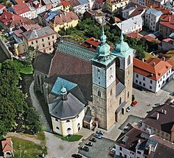 Letecký pohled na kostel