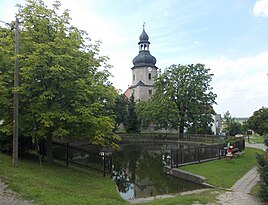 Village pond and church