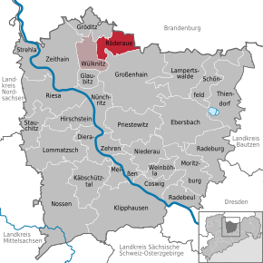 Poziția Röderaue pe harta districtului Meißen