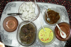 Image 39Clockwise from bottom left: beef soup, ketupat (compressed rice cubes), beef rendang and sayur lodeh (from Culture of Malaysia)