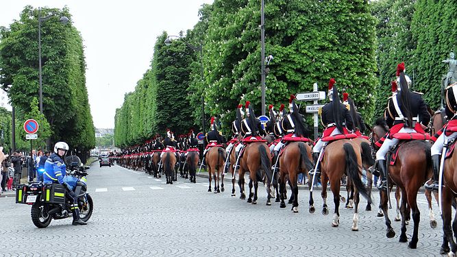 Republican guards on horseback in Paris