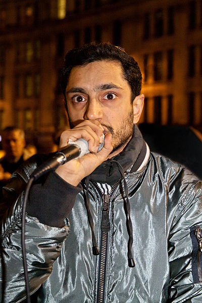 Image: Riz Ahmed performing at Occupy London NYE Party 2011