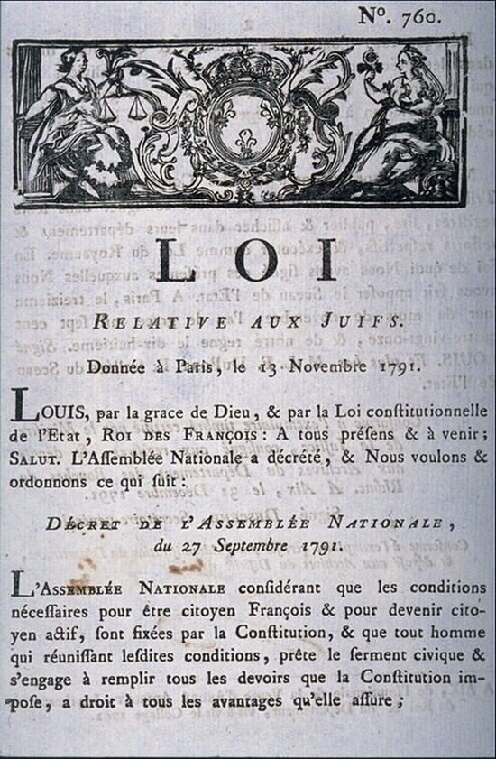 The 1791 law proclaiming the Emancipation of the Jews – Musée d'Art et d'Histoire du Judaïsme