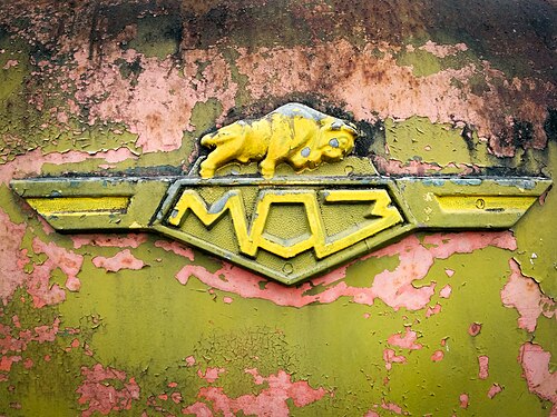 Rusting wreckage of a soviet era military truck