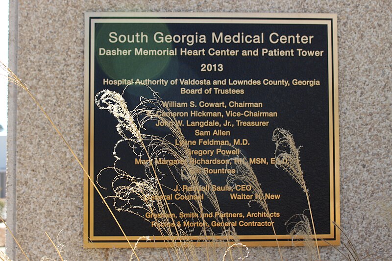 File:SGMC Dasher Memorial Heart Center plaque.JPG