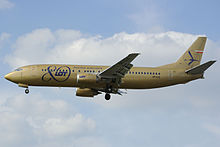 LOT celebrated the 80th anniversary of its foundation in 2009. The event was marked by the application of a gold livery to one of the airline's Boeing 737-400s. SP-LLC (7788328904).jpg