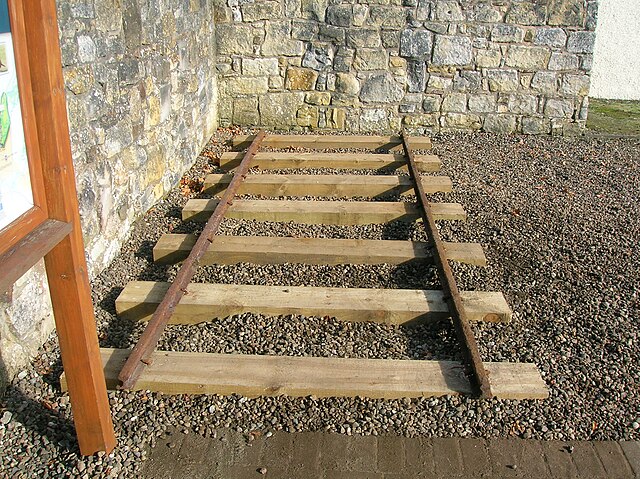 A section of original 1831 Scotch gauge track relaid at Eglinton Country Park in North Ayrshire.