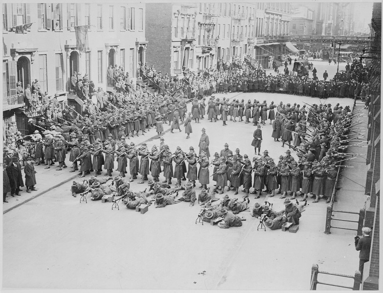 File:Second Battalion of the IX Coast Artillery Corps demonstrating the hollow square formation used in the event of a street - NARA - 533463.tif