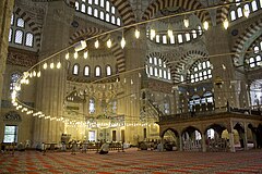 Selimiye Mosque interior, ground-level view