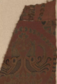 Fragment with the so-called "ribbon-bearing bird" pattern, 7th–10th century.