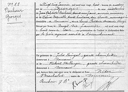 Son acte de naissance, signé par le maire Victor Brachelet.