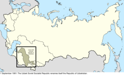 Map of the change to the Soviet Union on 1 September 1991